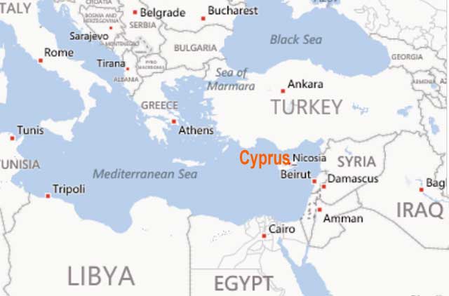 Map of cyprus and surrounding countries