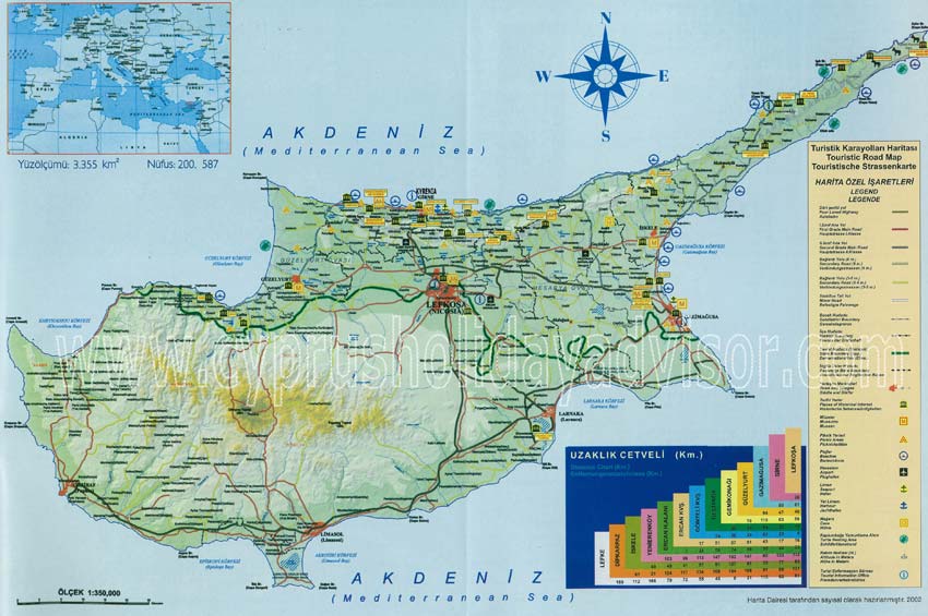 Road map of North Cyprus